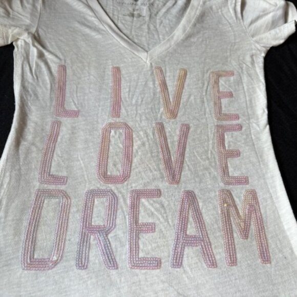 2/ $30 Aero Live Love Dream Sparkly Letters White Sleep Shirt Ladies Size S - Picture 7 of 9